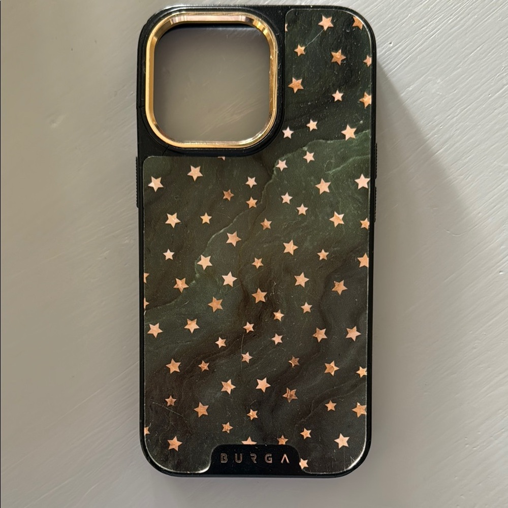 Elegant Black and Gold Phone Case with Starry Design